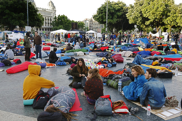 Acampada en Plaza Catalunya